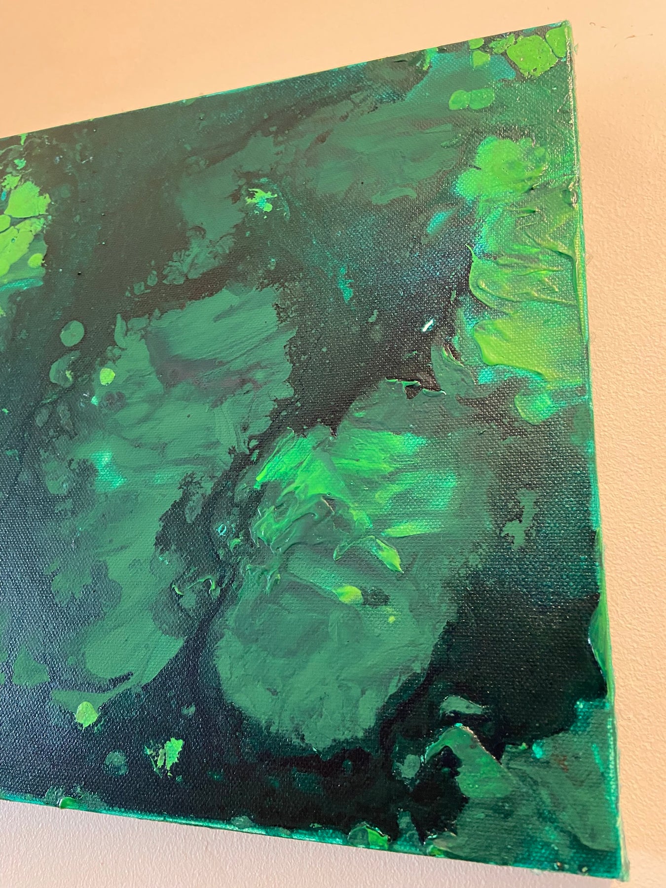 Green Aventurine Wall Art Original Abstract Acrylic Canvas Painting