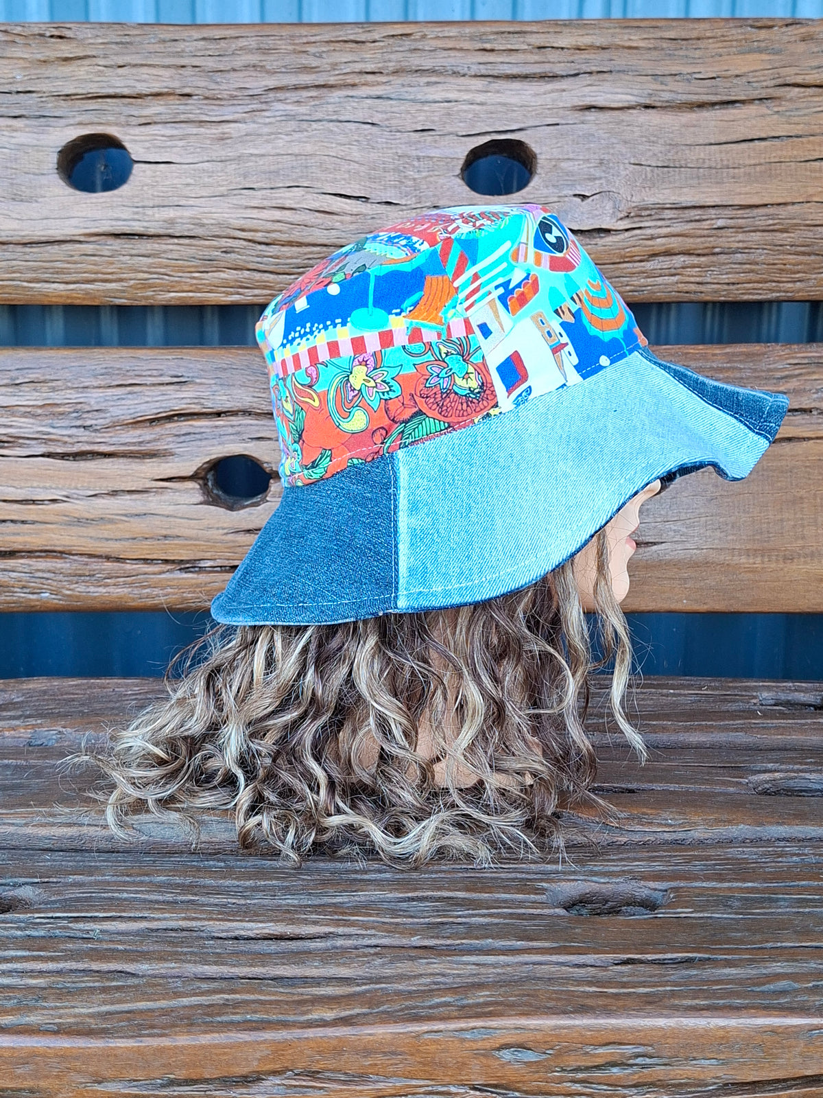Unique, 'Jag', Gender Neutral, Recycled, Reversible Denim Bucket Hat