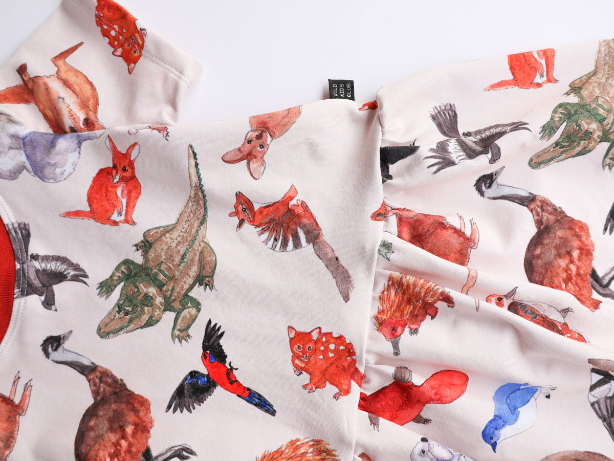 Australian animals organic cotton dress 2026-27