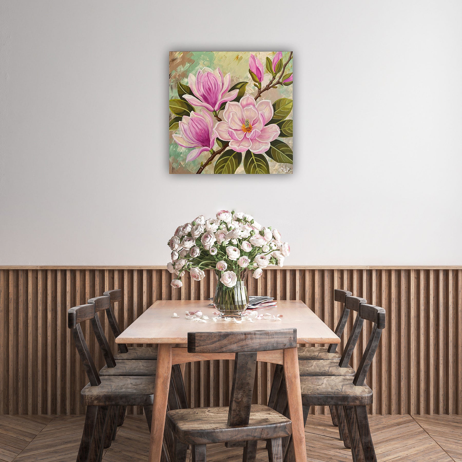 Blooming Grace - Magnolia Oil Painting - Hand Painted