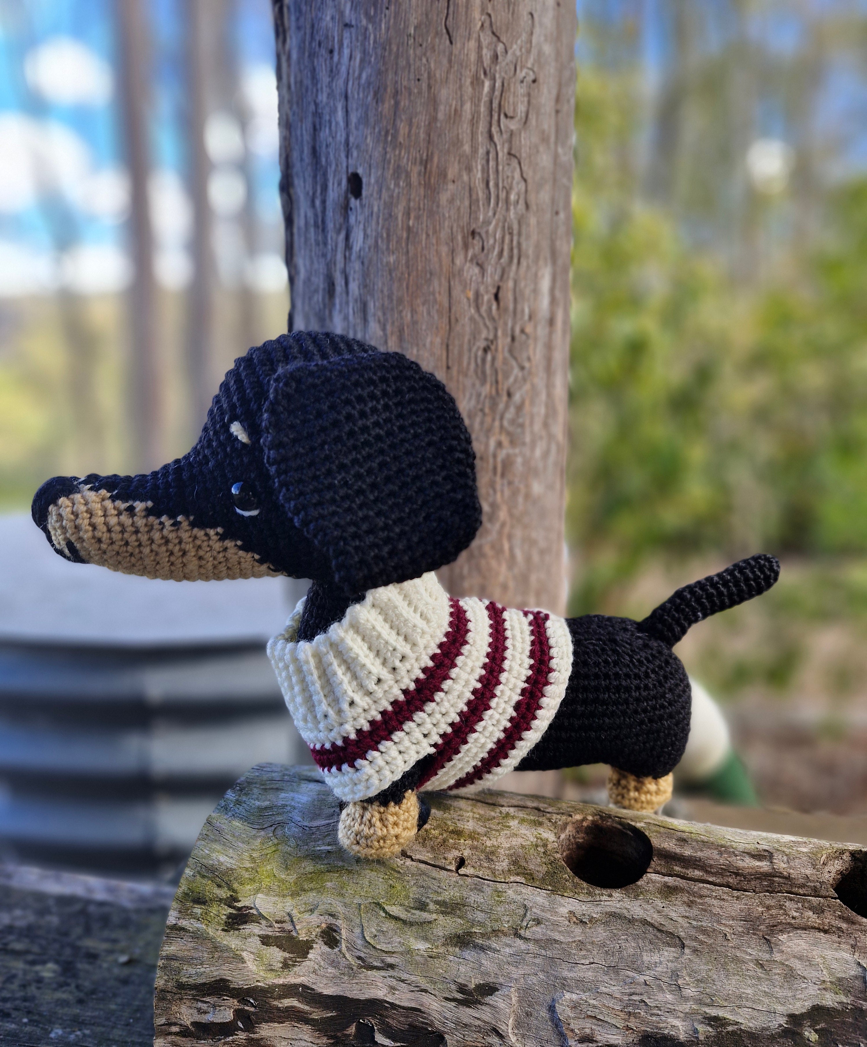 Hand crochet Bi-Colour Dachshund Dog (Sausage Dog)
