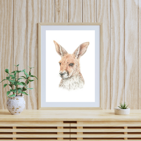 Wall Art Kangaroo Joey A5 print