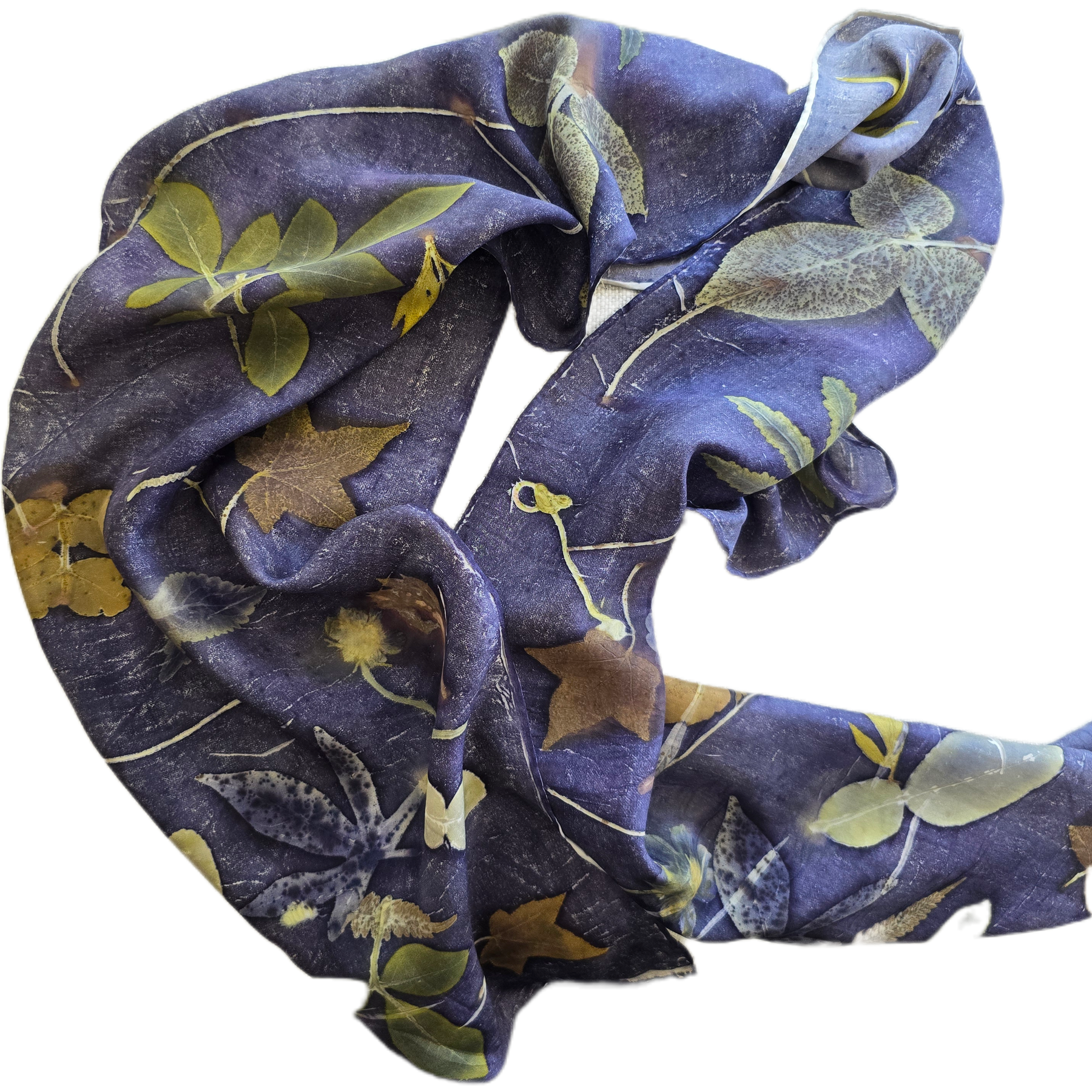 Eco Printed Silk Scarf – Botanical Leaf Print