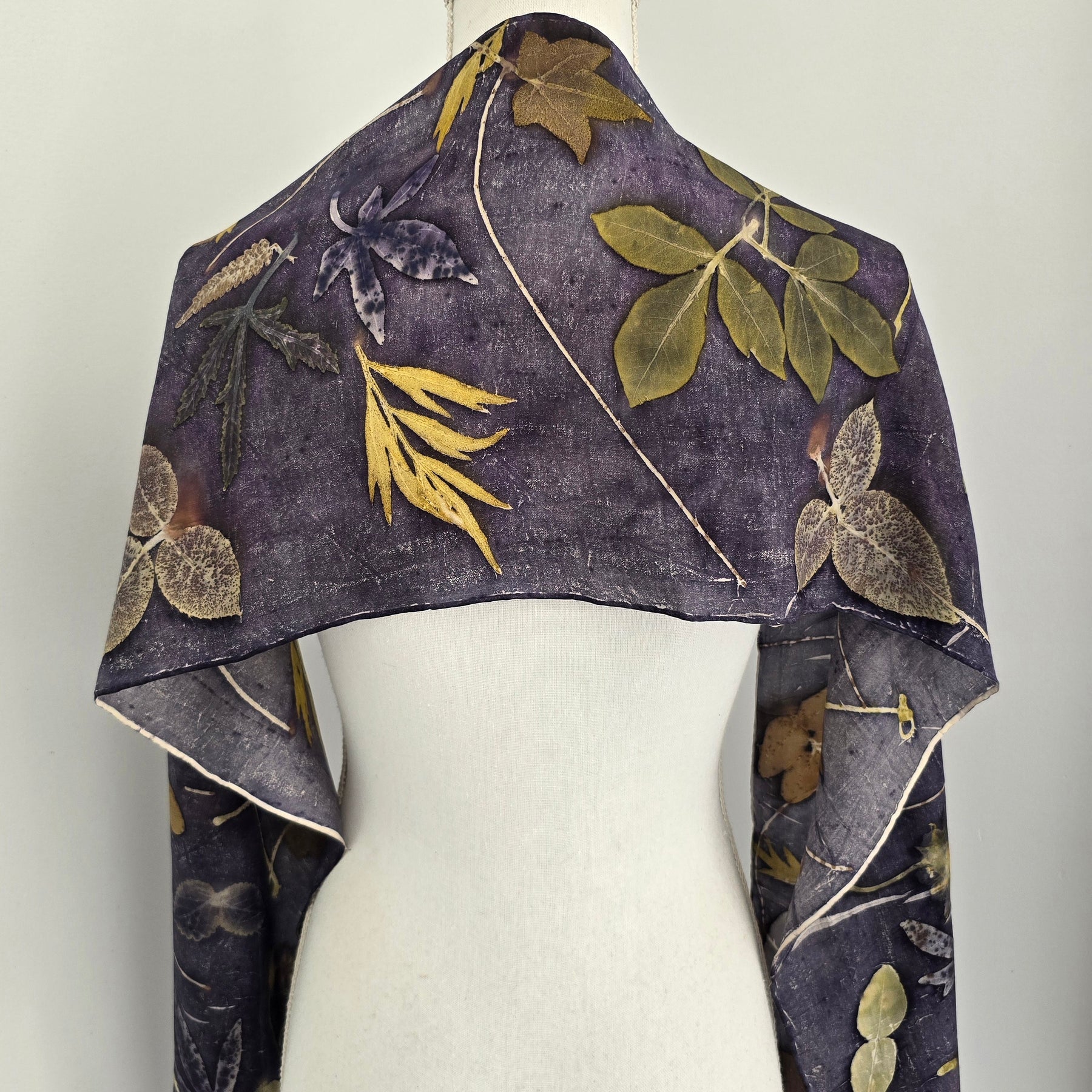 Eco Printed Silk Scarf – Botanical Leaf Print