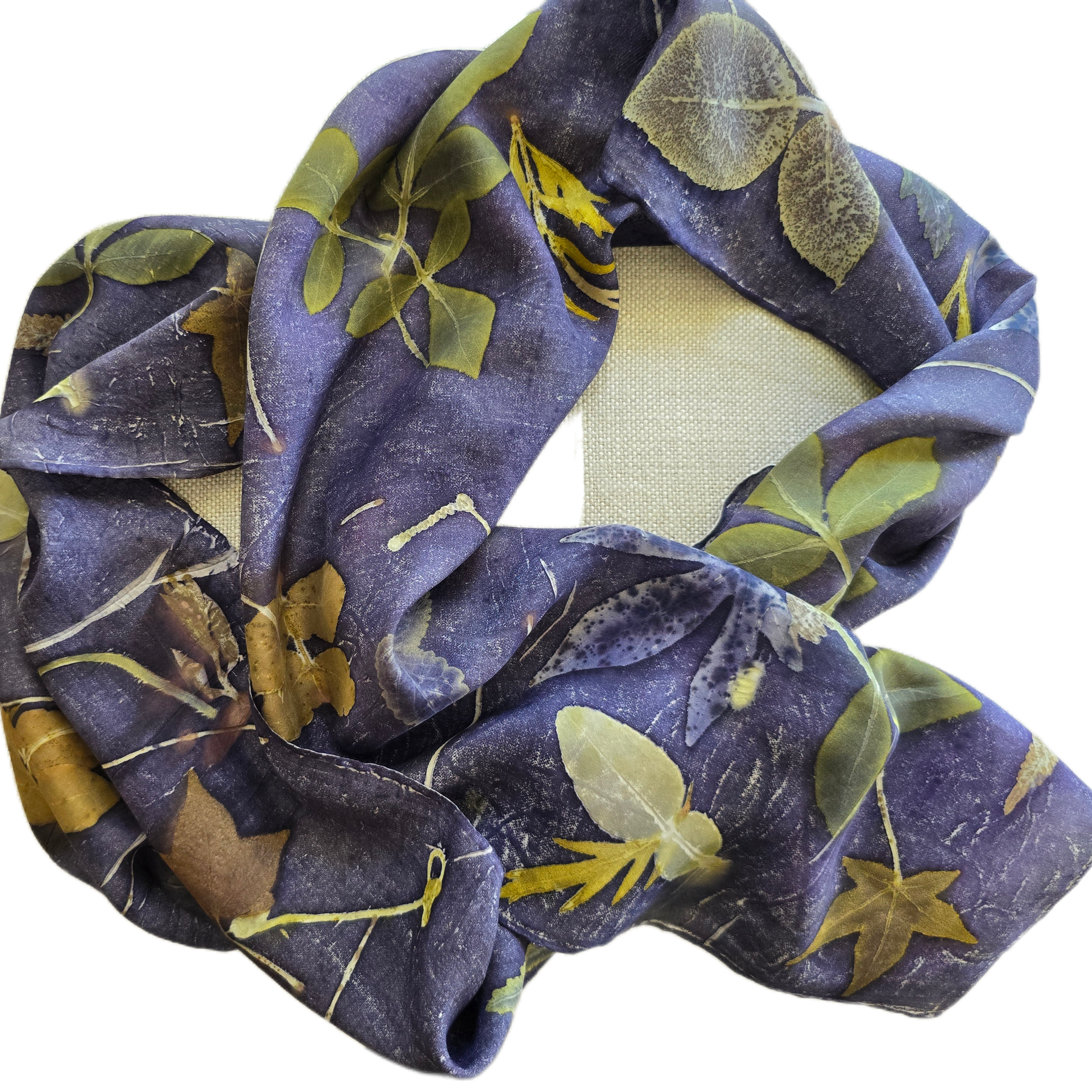 Eco Printed Silk Scarf – Botanical Leaf Print