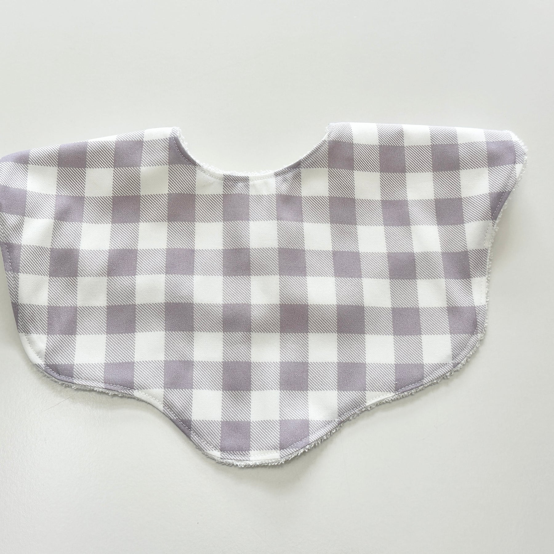 Lilac gingham scalloped bib