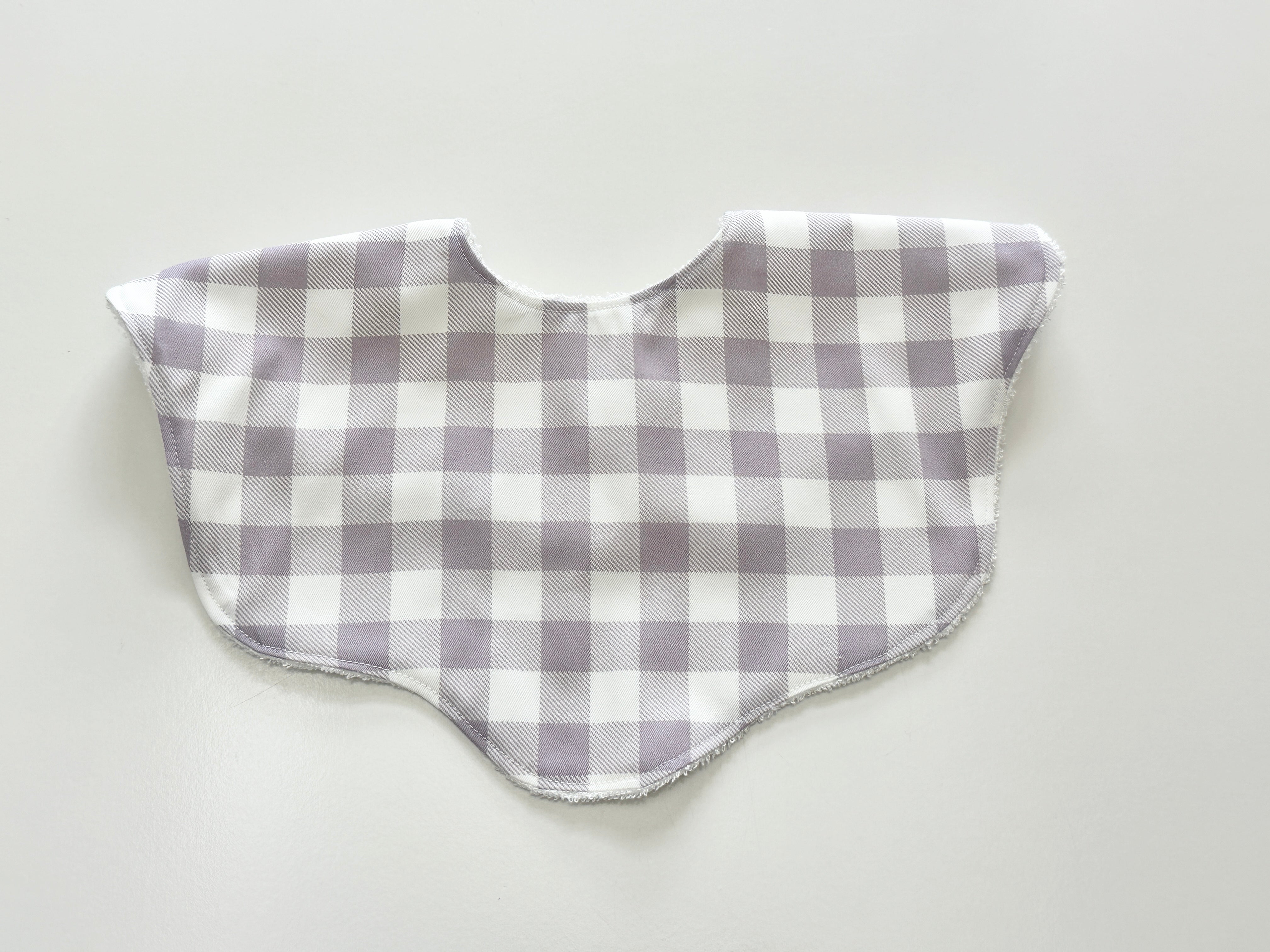 Lilac gingham scalloped bib
