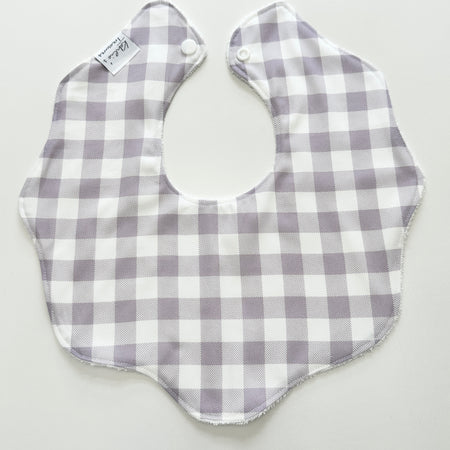 Lilac gingham scalloped bib