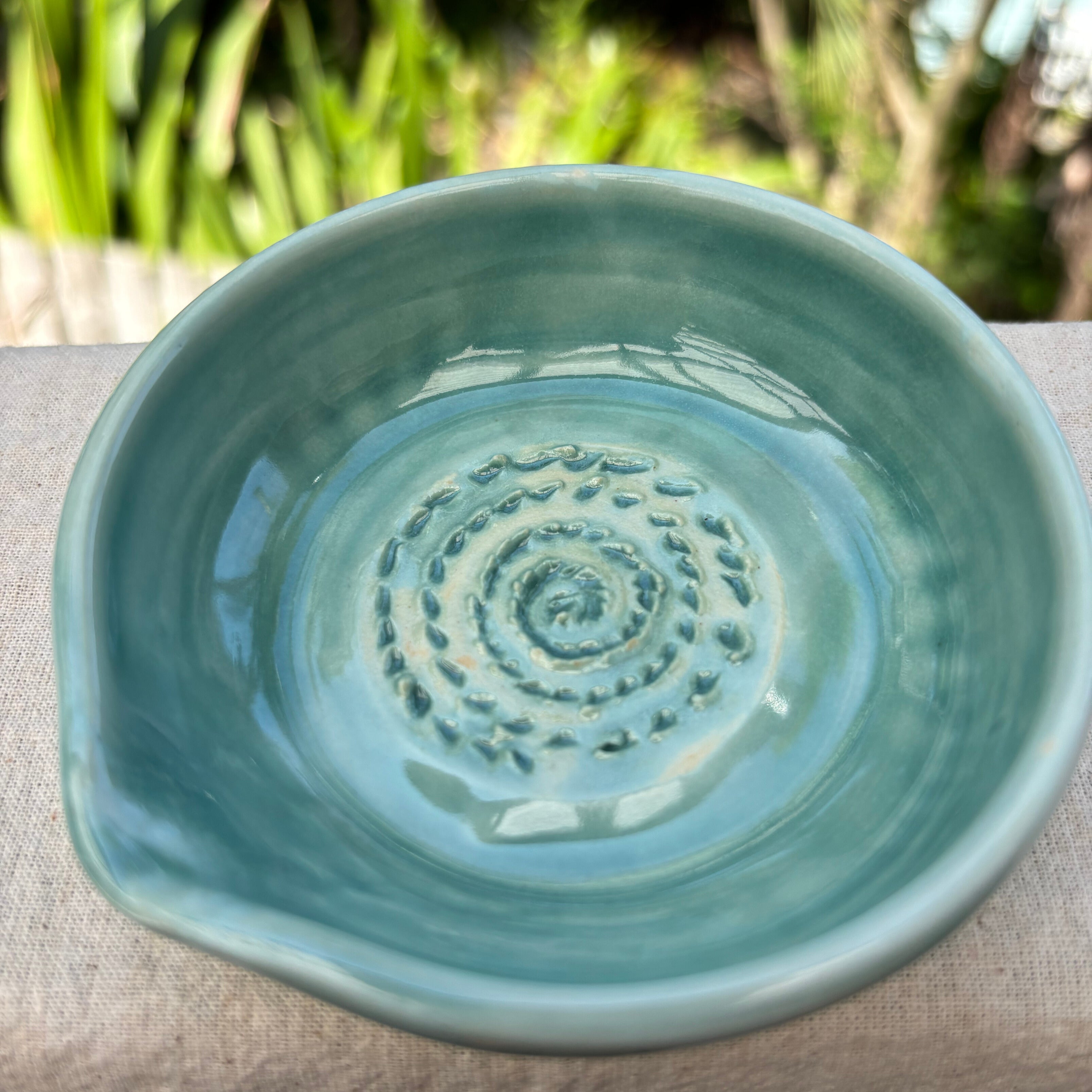 Handmade Ceramic Garlic & Ginger Grater – Seafoam Teal Stoneware