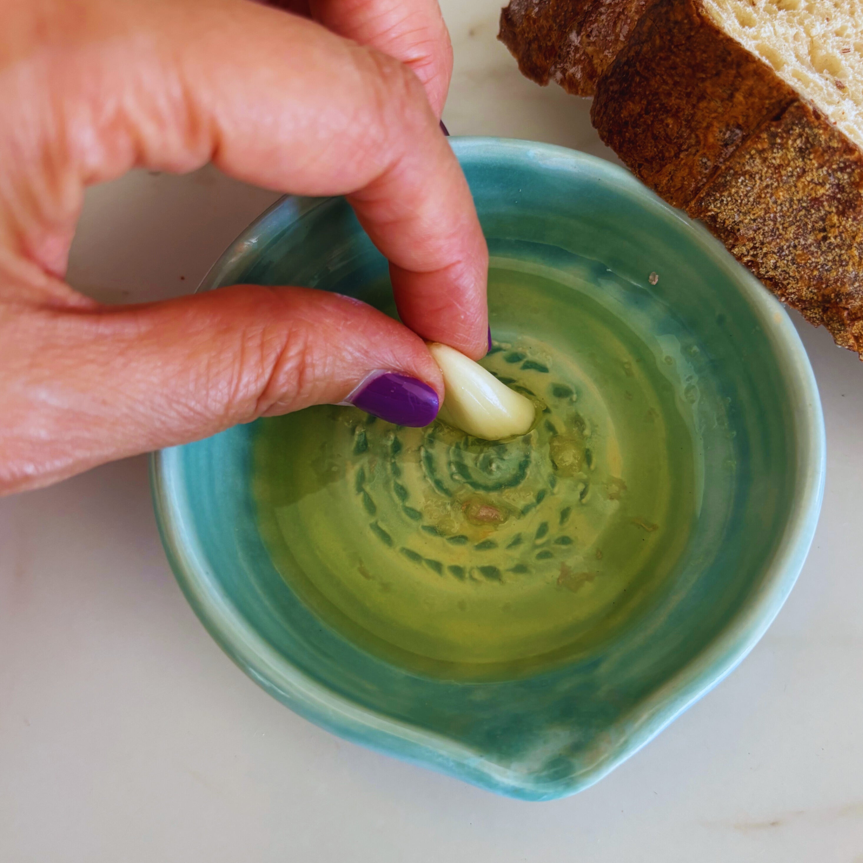 Handmade Ceramic Garlic & Ginger Grater – Seafoam Teal Stoneware