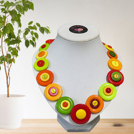 Button necklace - Tomato Salsa