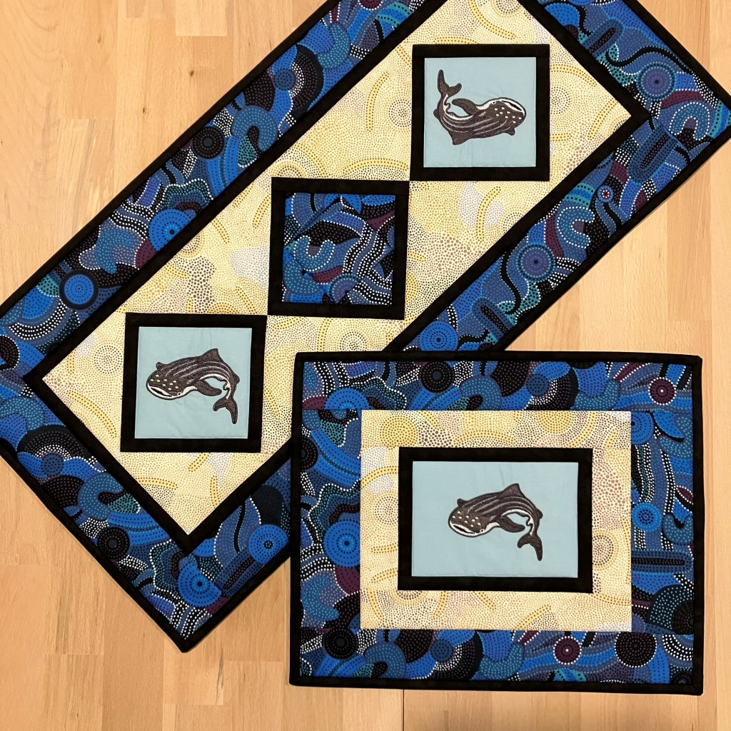 handmade Australian native quilted - whale shark & humpback whale