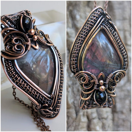 Kardia Two-Way Pendant - Labradorite & Black Onyx in Copper