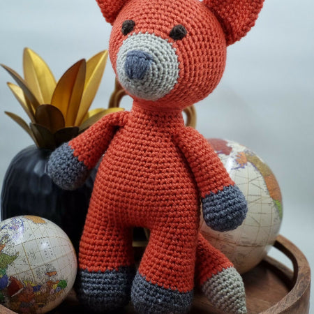Handmade crochet fox plush toy