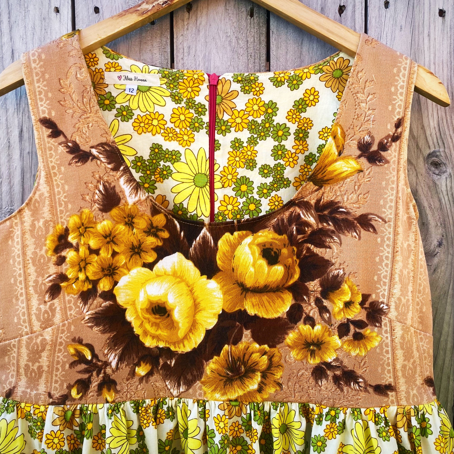 Size 12/14 one of a kind upcycled floral maxi dress