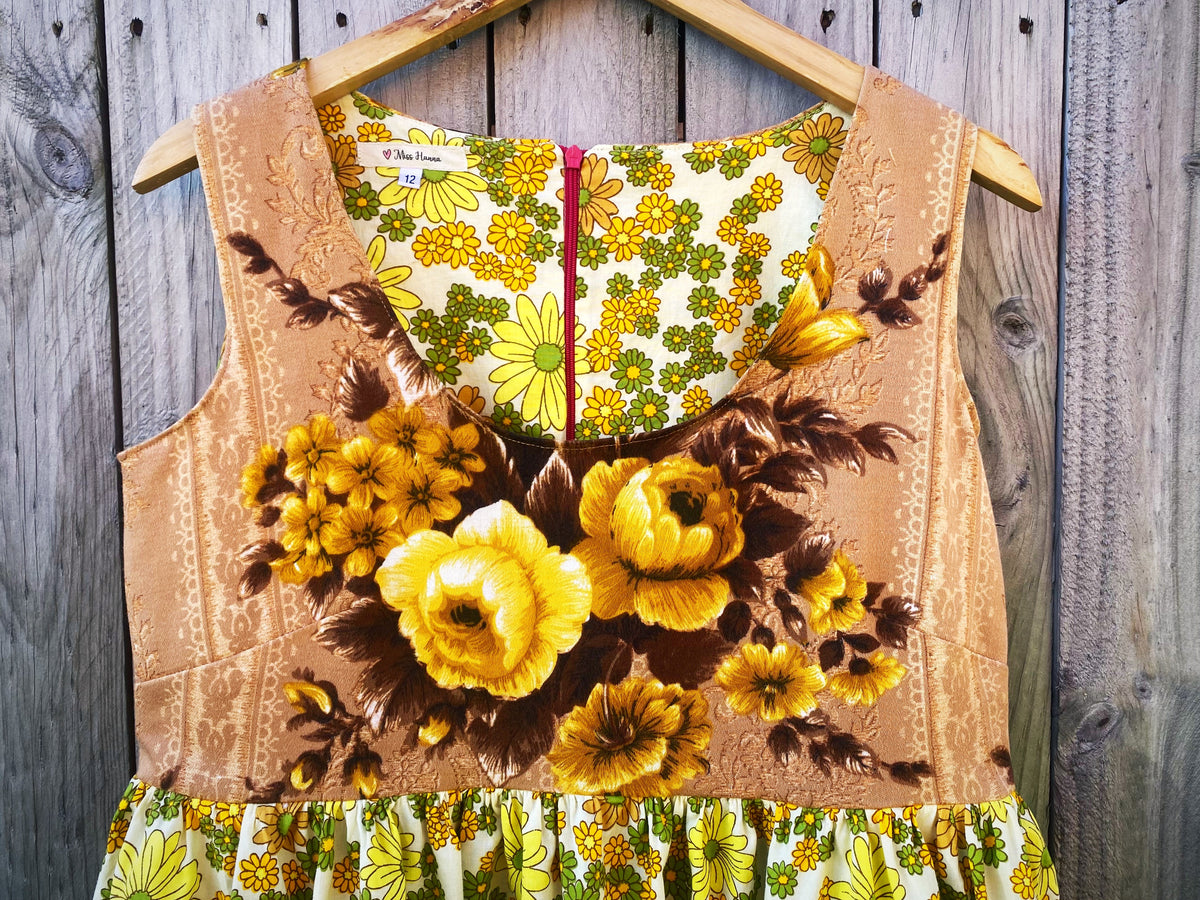 Size 12/14 one of a kind upcycled floral maxi dress