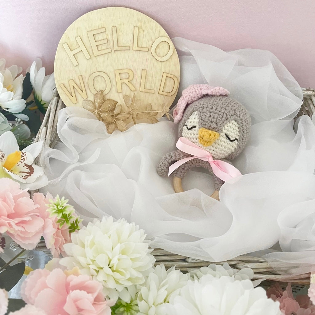 Handmade Crochet Penguin Baby Gift Set | Crochet Penguin Soft Toy Penguin Teether