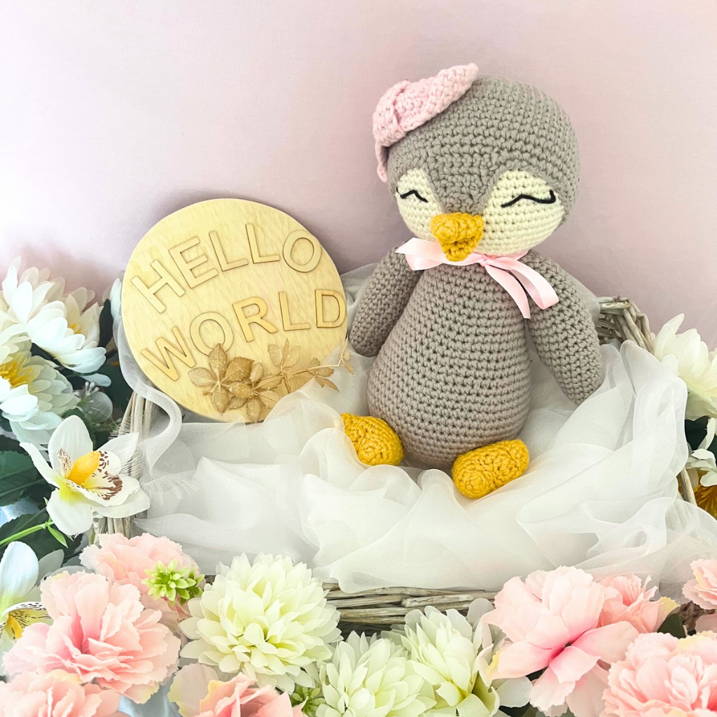 Handmade Crochet Penguin Baby Gift Set | Crochet Penguin Soft Toy Penguin Teether