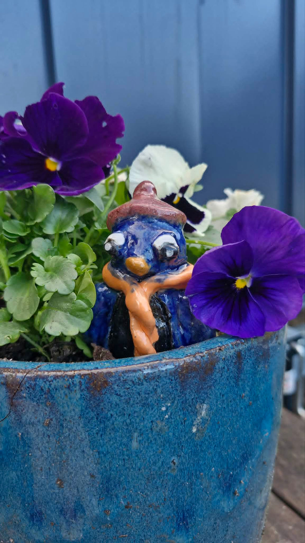 Small Penguin Wearing Beanie Sculpture.