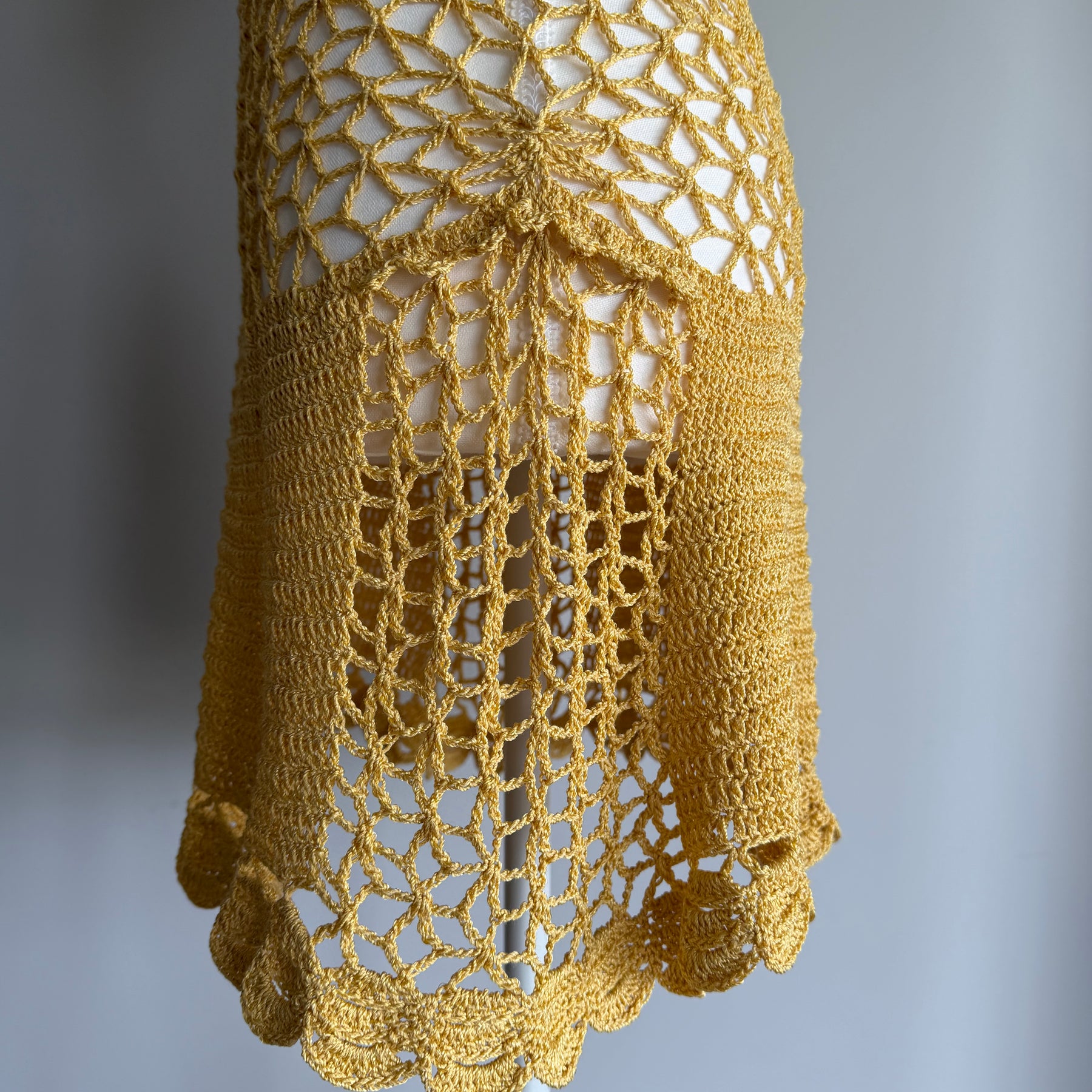 Golden Lace Crochet Dress