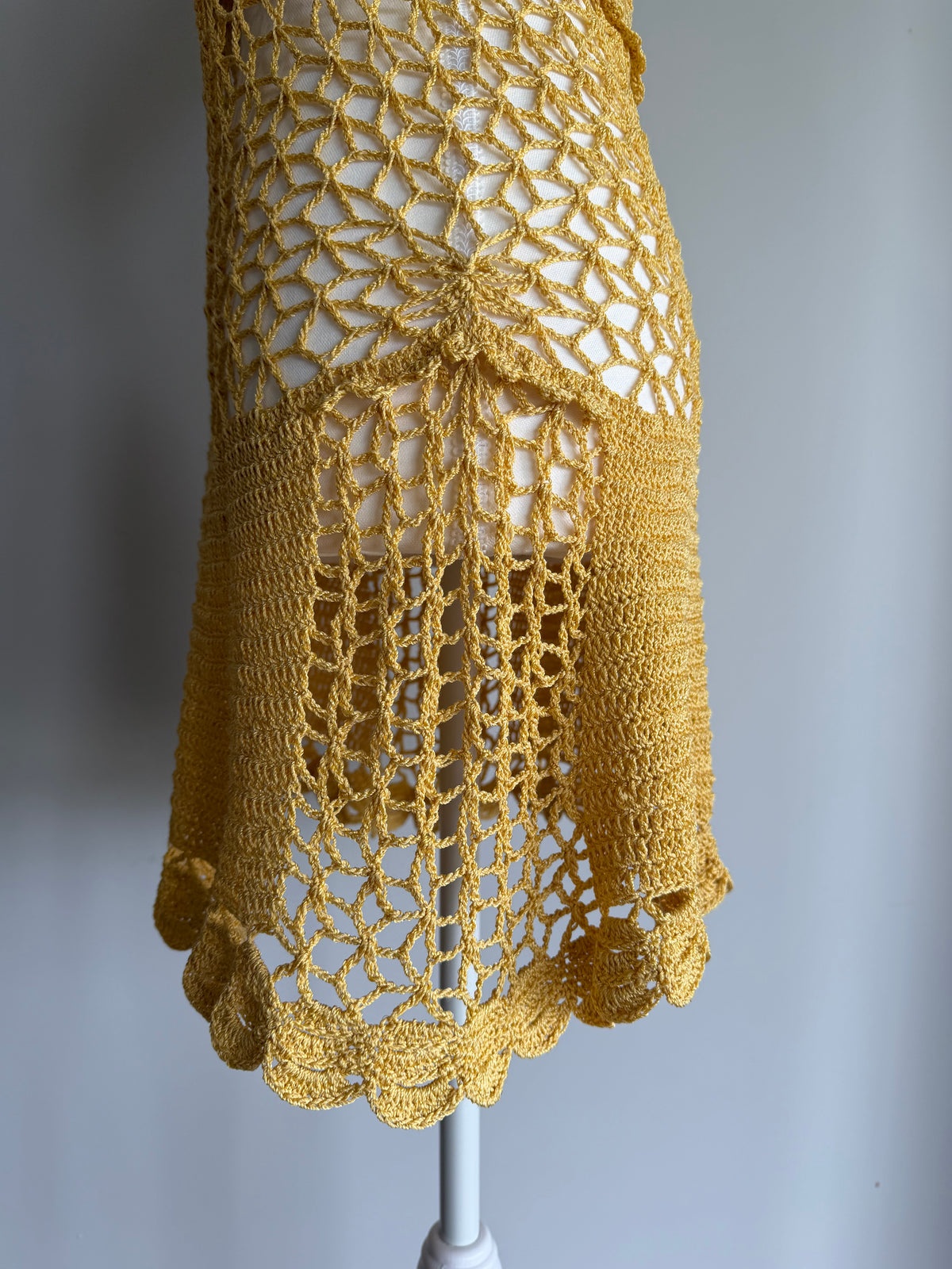 Golden Lace Crochet Dress