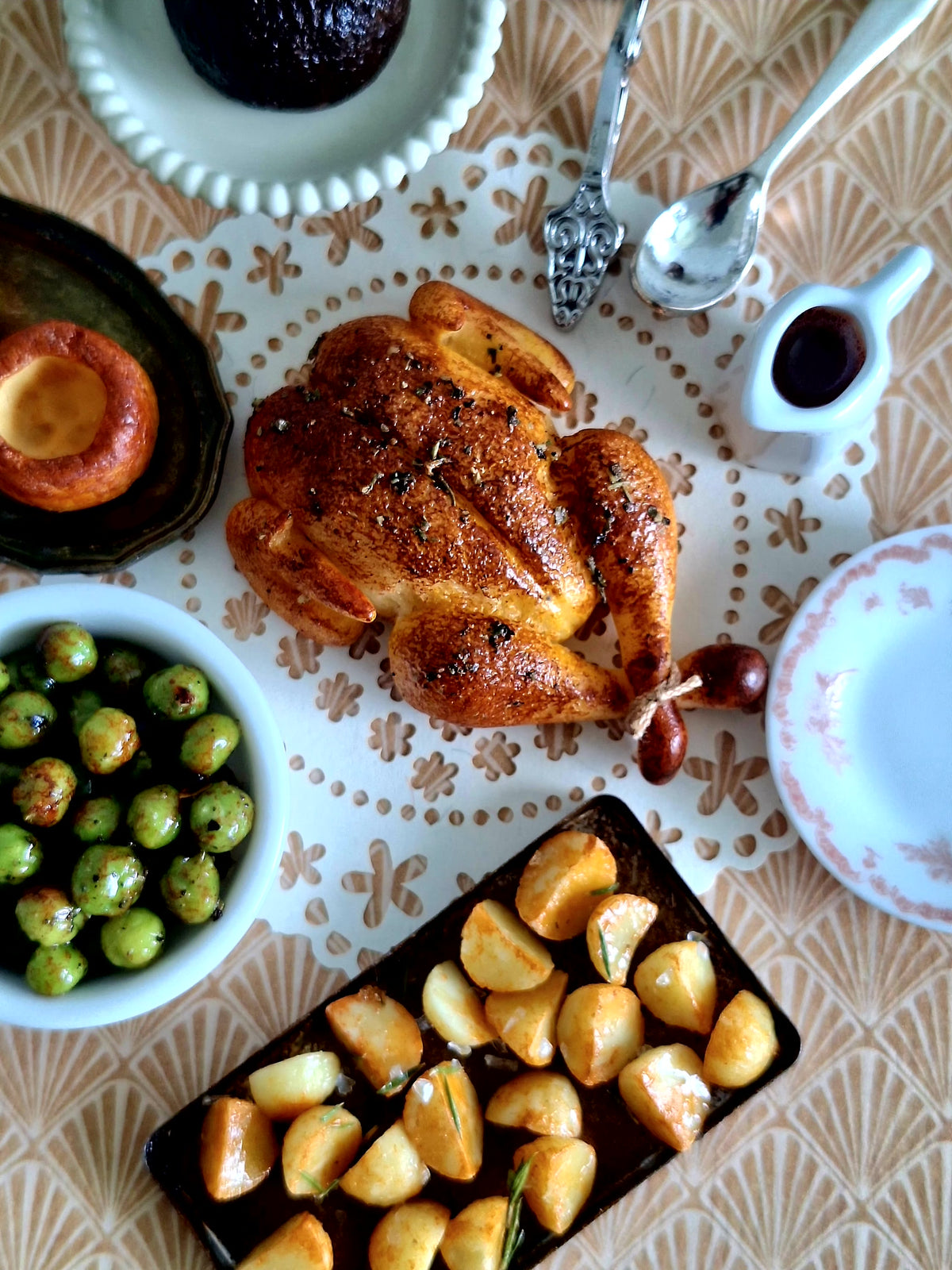 Roast Turkey (with ornate serving tongs)