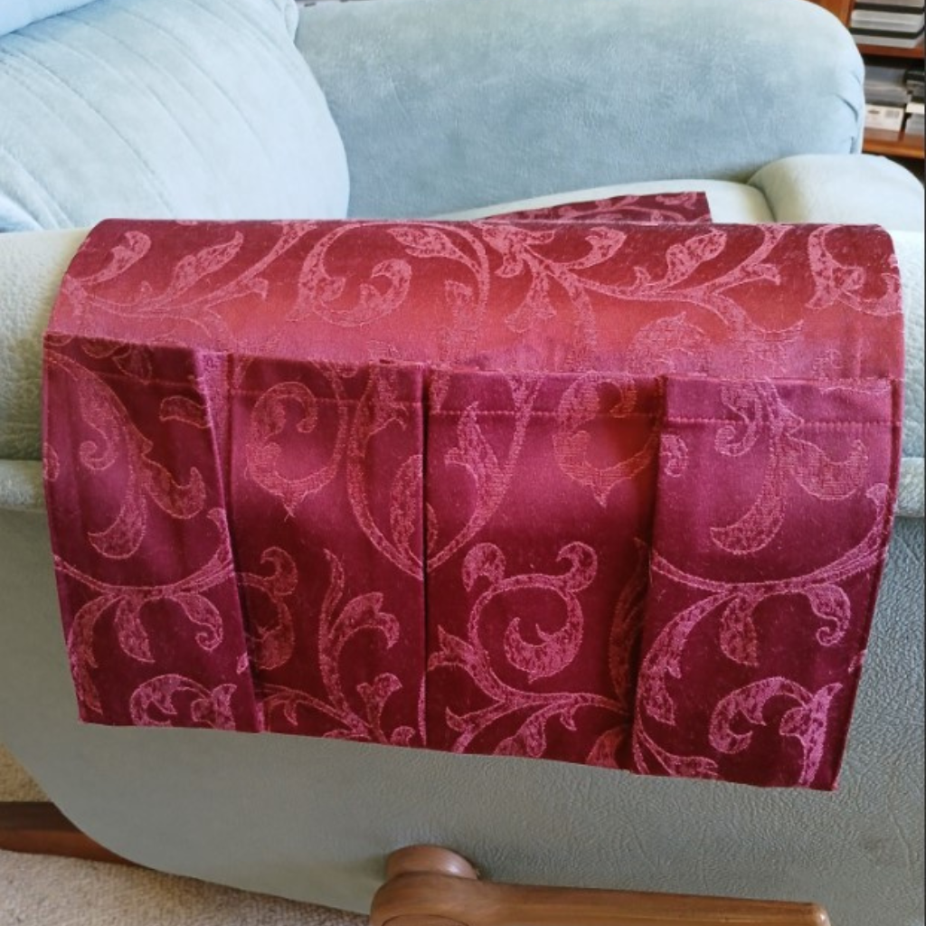 Fabric Remote Control Holder -Dark rose pink - 4 pocket