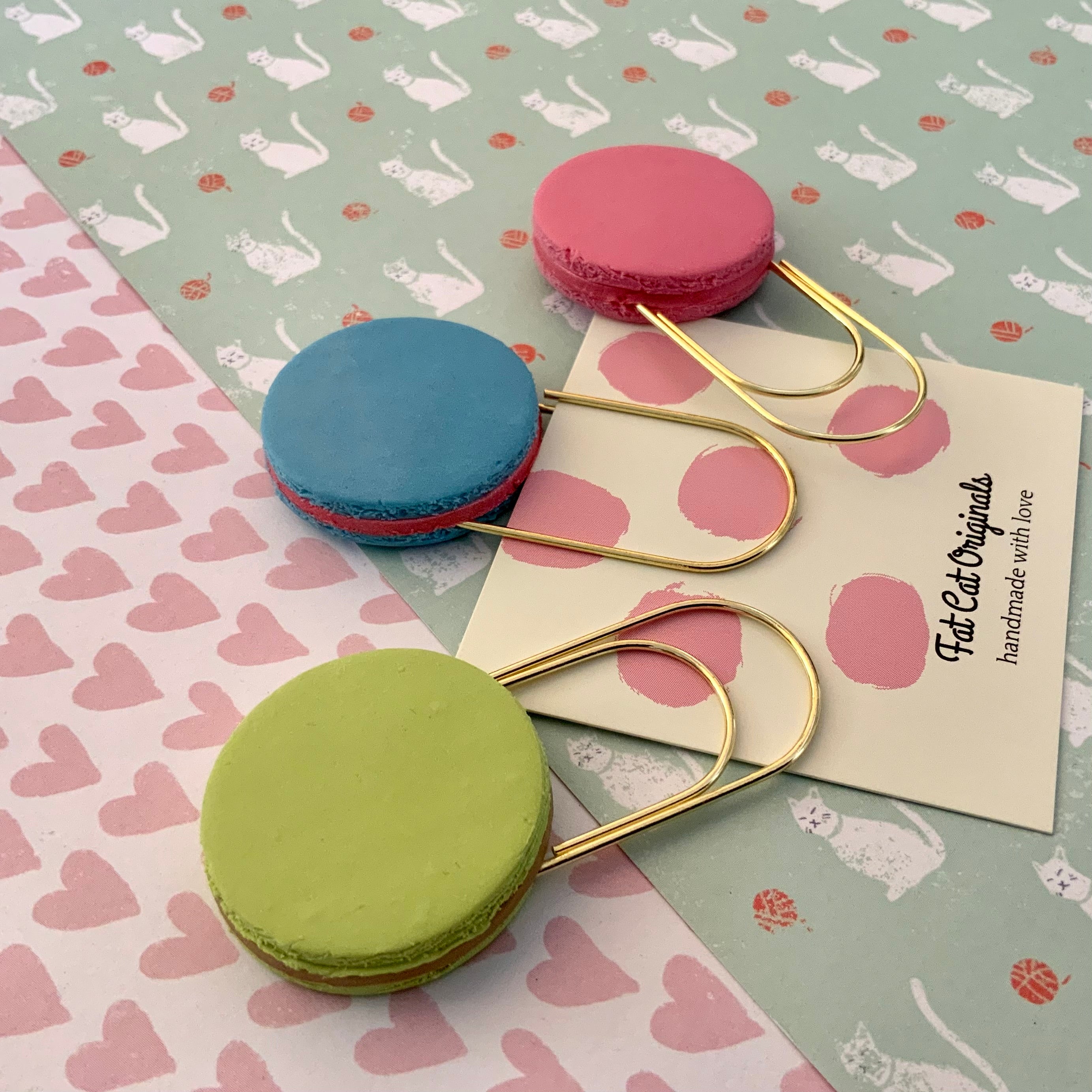 PAGE PINCHERS: Set of 3 Polymer Clay MACARONS
