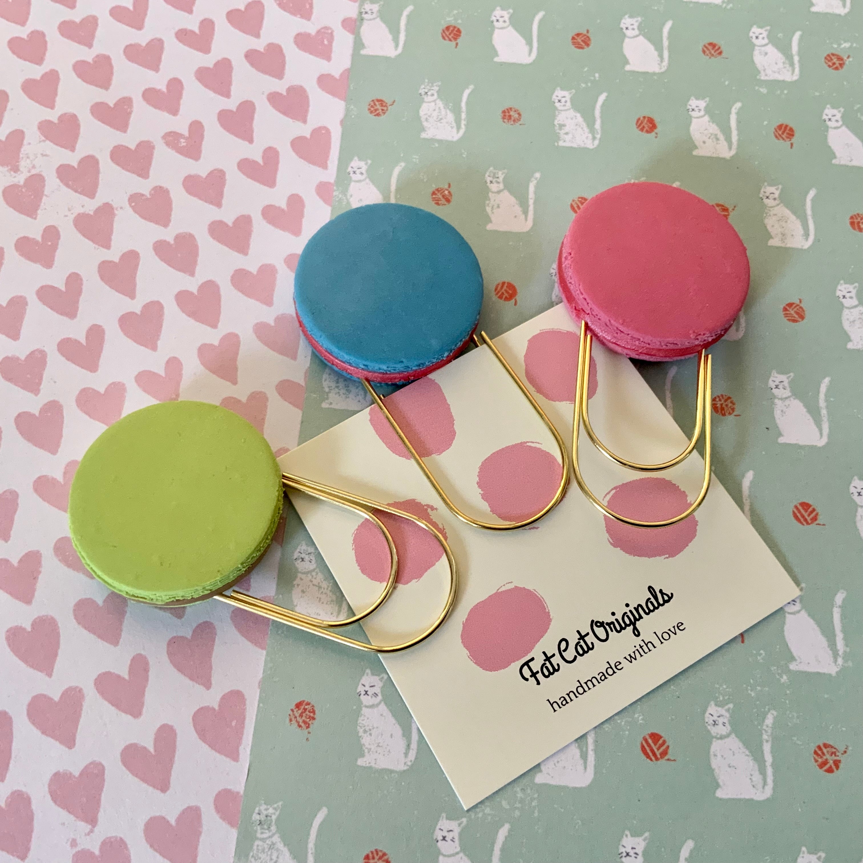 PAGE PINCHERS: Set of 3 Polymer Clay MACARONS