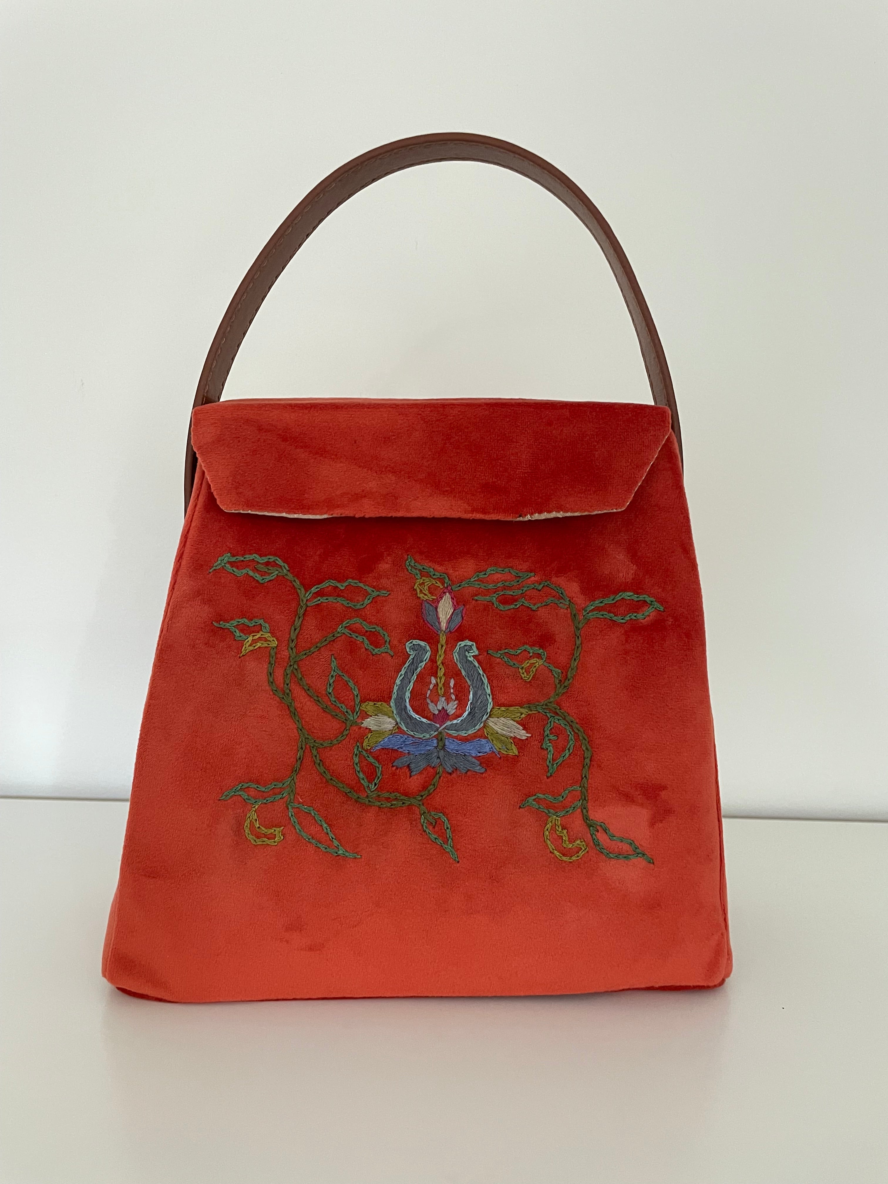 (Copy) Handmade Orange Velvet Handbag Upcycled