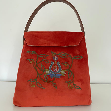 (Copy) Handmade Orange Velvet Handbag Upcycled