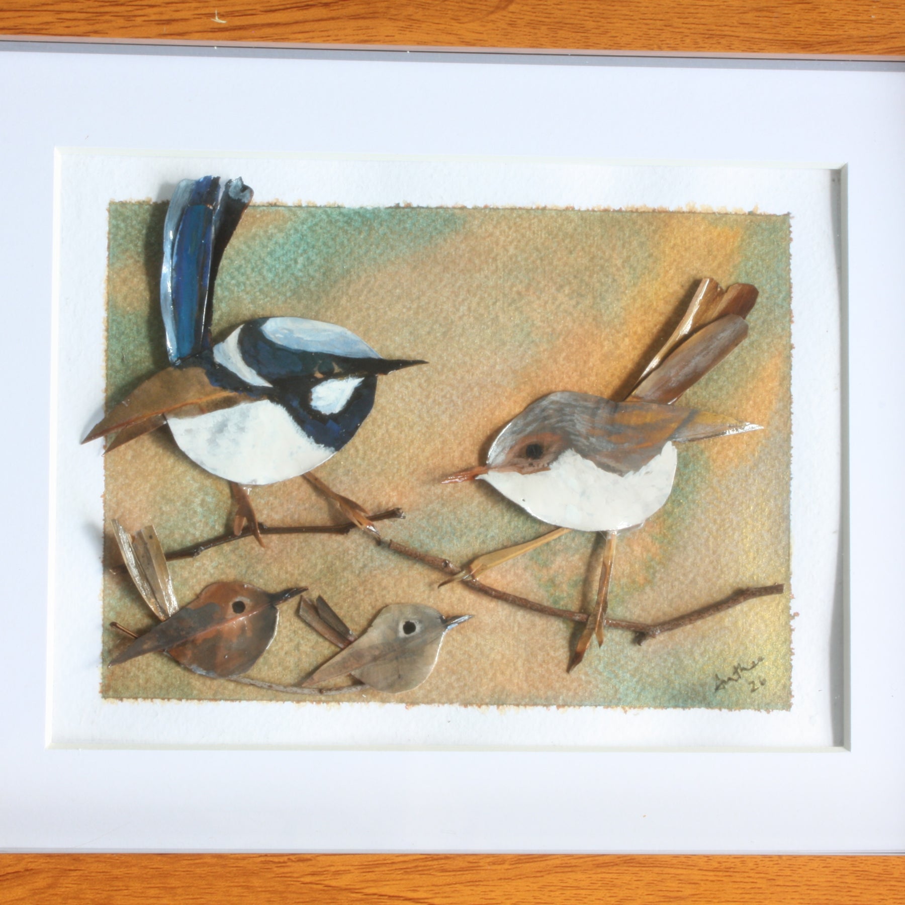 Fairy Blue Wren Family Original Artwork