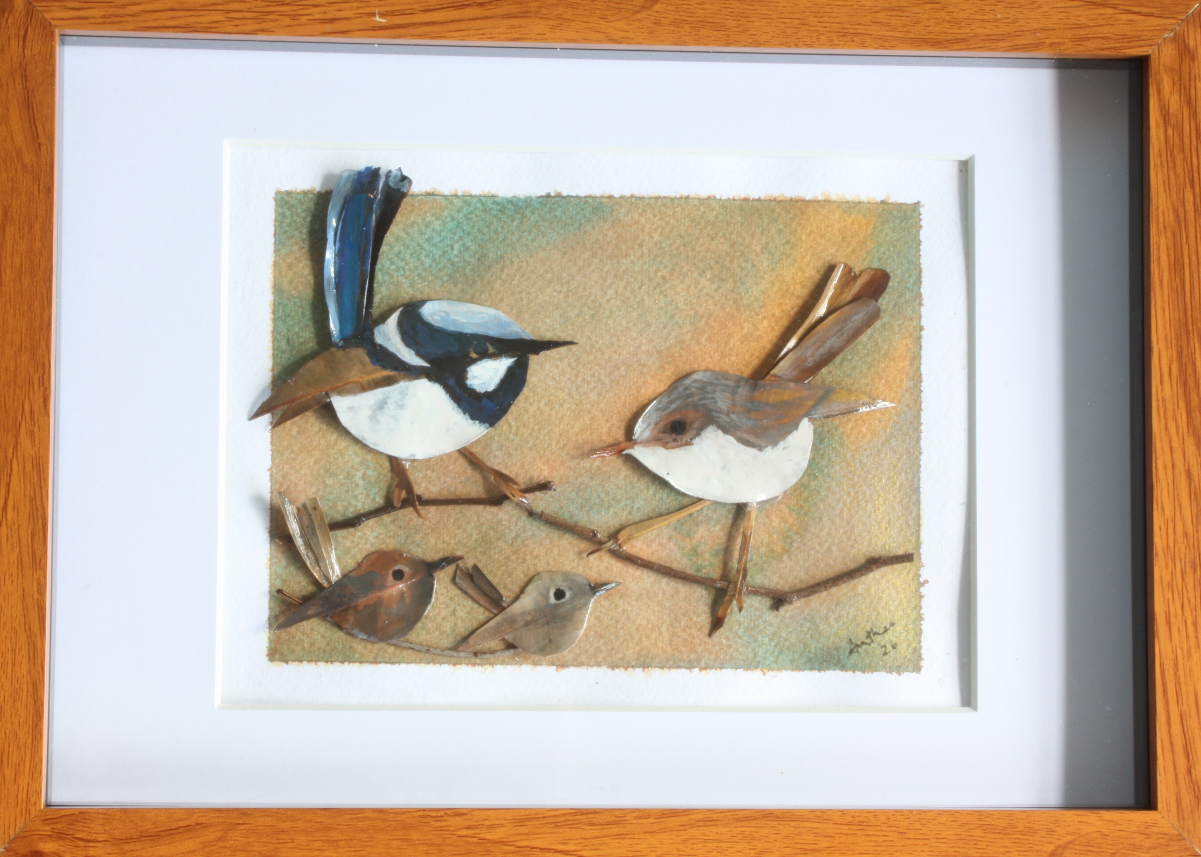 Fairy Blue Wren Family Original Artwork