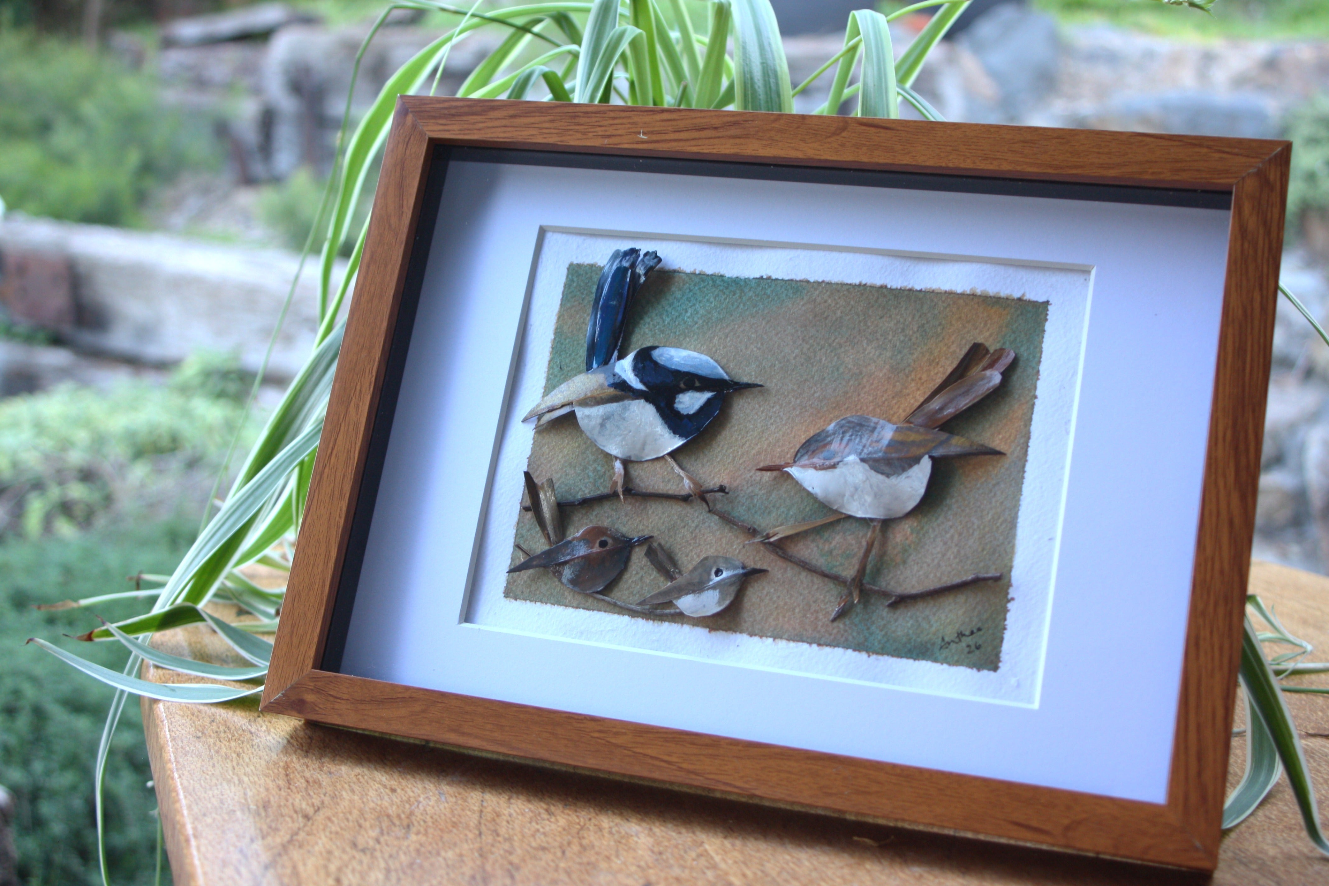 Fairy Blue Wren Family Original Artwork