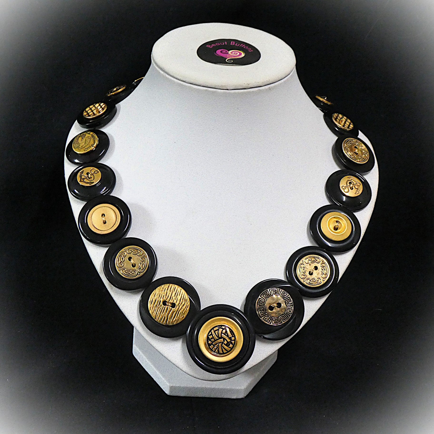 Black and Gold Statement Necklace - Black Beauty
