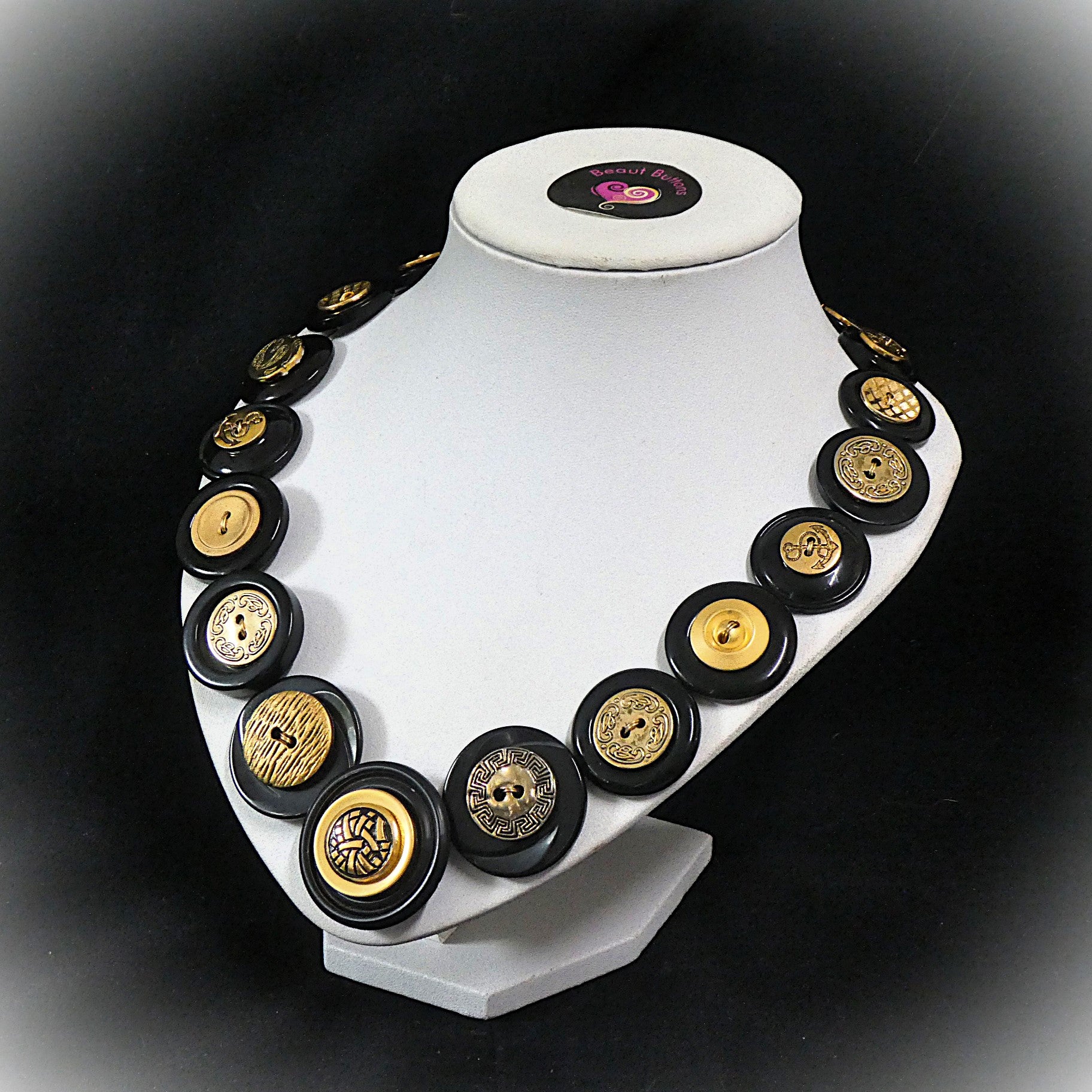 Black and Gold Statement Necklace - Black Beauty