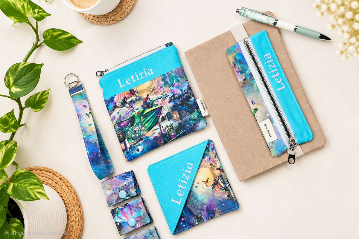 Personalized Stationery Gift Set featuring Enchanted Dragons and Mystical Crratures, Gift Idea