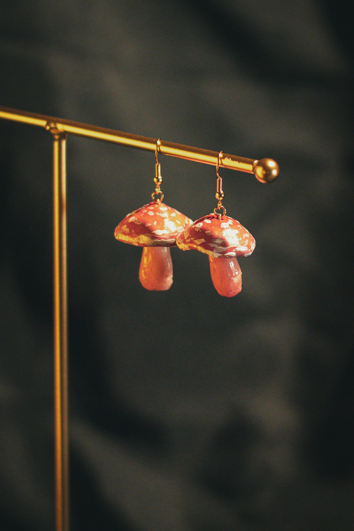 Orange Mushroom Earrings
