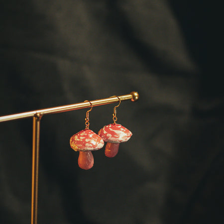 Orange Mushroom Earrings