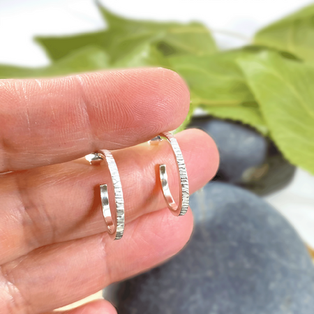 Argentium Silver Textured Square Hoop Earrings