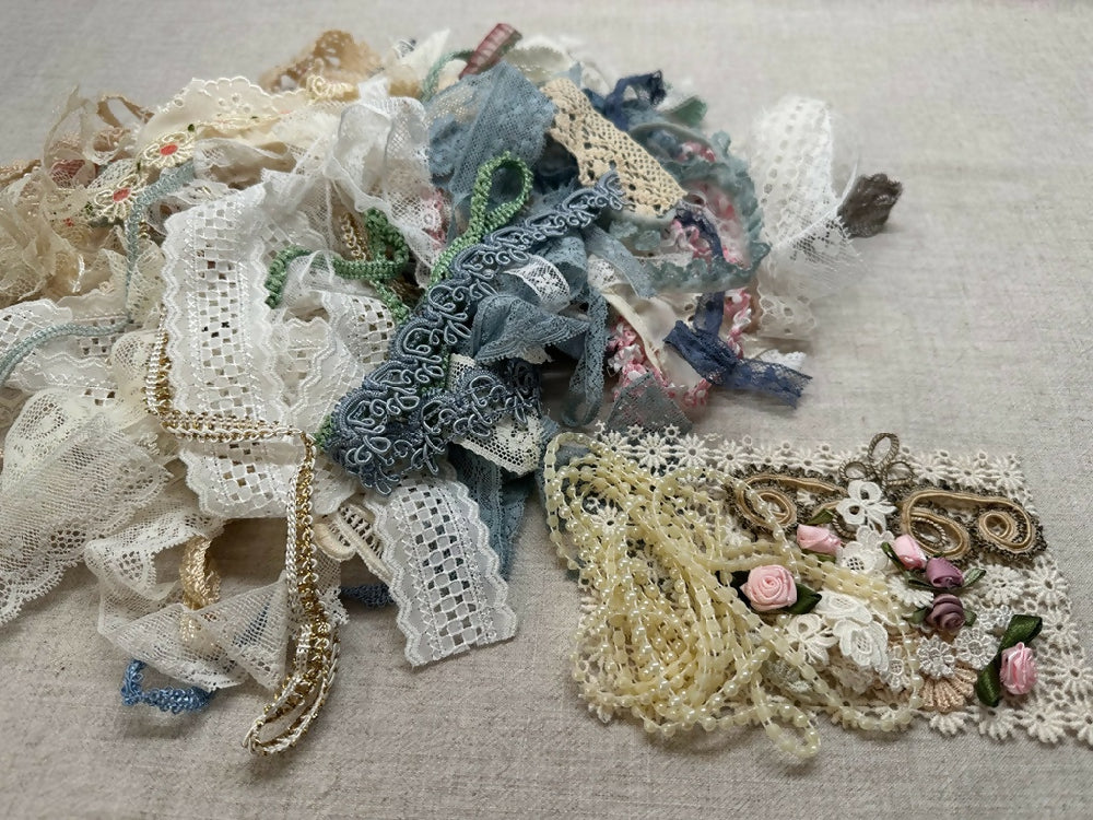 Assorted Vintage Lace & Embellishments for Junk Journals & Craft