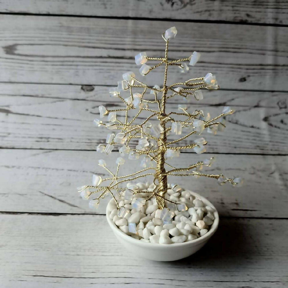 Opalite Christmas Pine Gem Tree gold wire