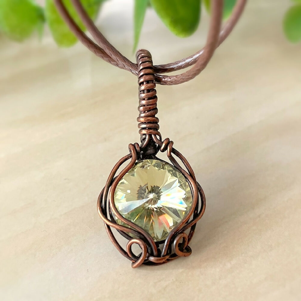 Glorious 38x18mm Wire-Wrapped Swarovski Crystal Pendant