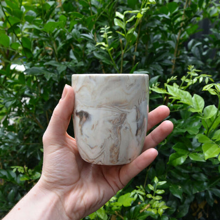 Brown & White Hand Crafted Ceramic Marbled Coffee Mug 250ml