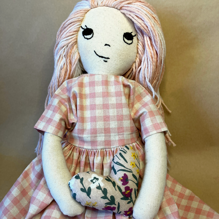 Handmade cloth doll |Cottage Check Dress | 53cm|21 inches