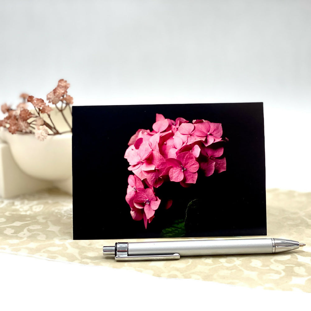 pink hydrangea blank card