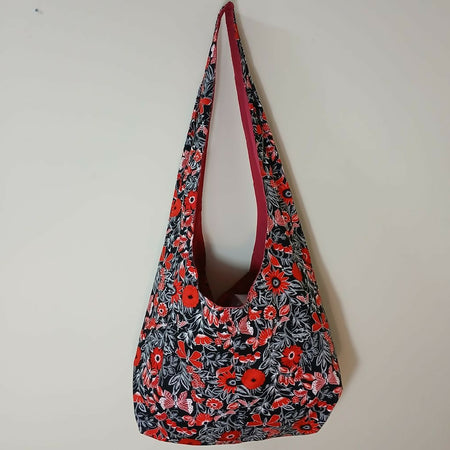 Red printed shopping bag