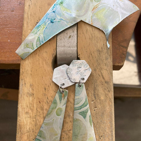 Anodised aluminium earrings hand printed Sea Whisper Collection
