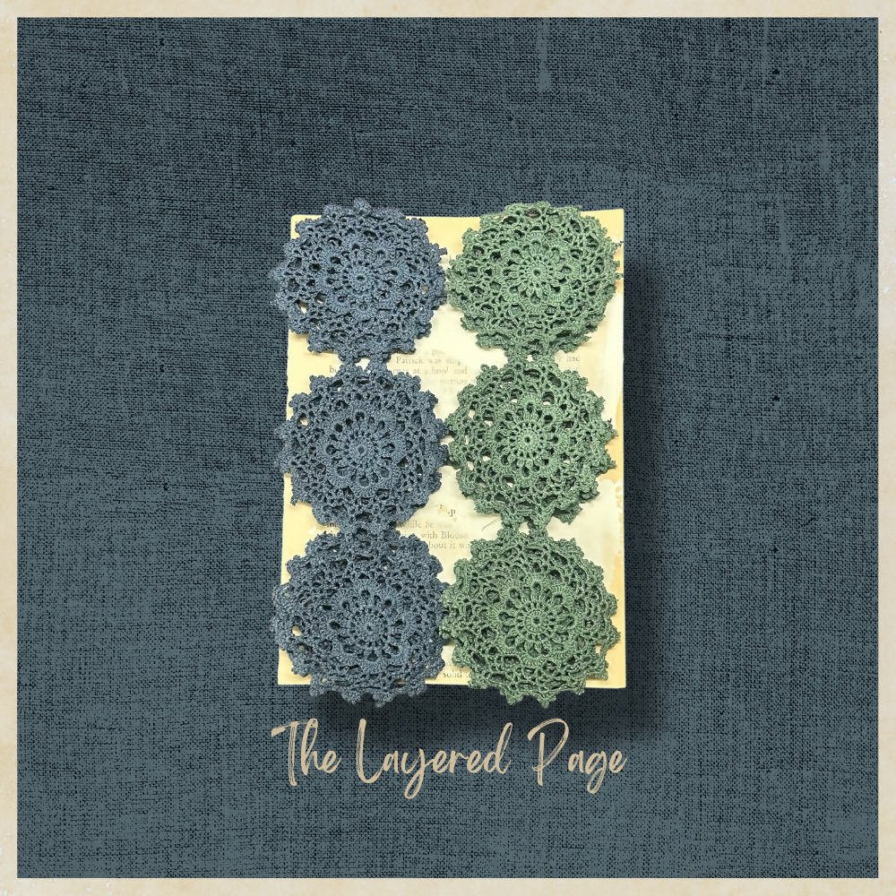 TLP Hand Dyed Crochet Medallions Joined Navy Green 5