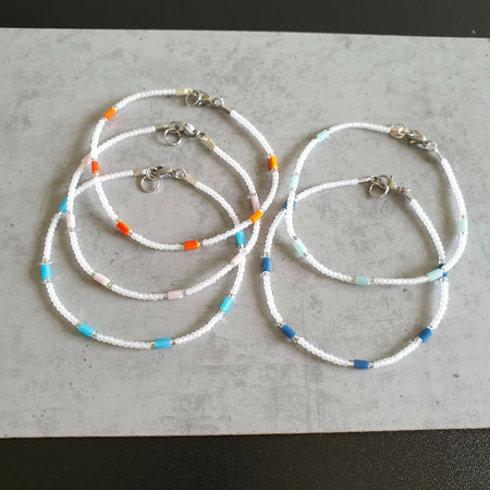 Dainty Glass Bar & Seed beaded bracelets